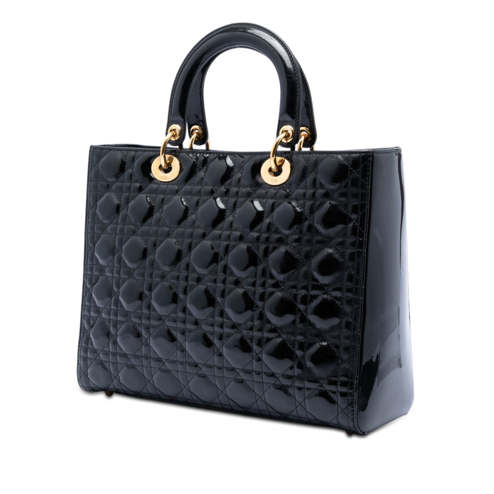 Pre-Loved Dior Large Patent Cannage Lady Dior - Picture 2 of 7